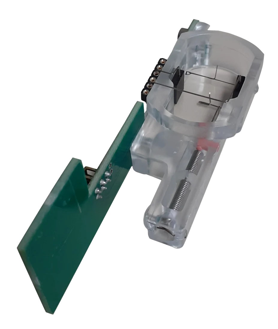 MyoDish culture chamber with electrodes and sensor board, example configuration